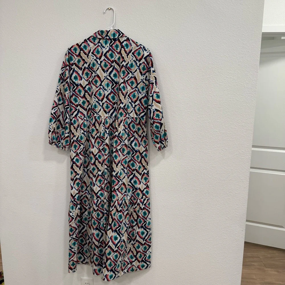 Anthropologie Maeve The Bettina Tiered Cotton Midi Dress Size Small Multi Color - Picture 11 of 13